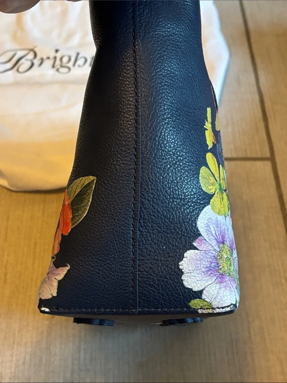 Brighton Mabel Small Tote - Handbag Navy Leather Floral